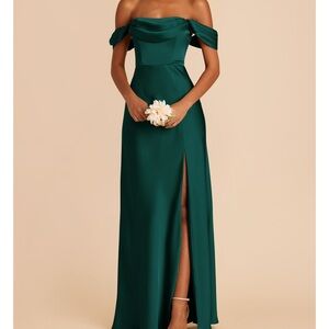 Elegant Off-Shoulder Green Evening Gown